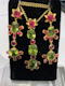 18 ct gold peridot and natural red spinel dangly pendant (with matching earrings) - image 2