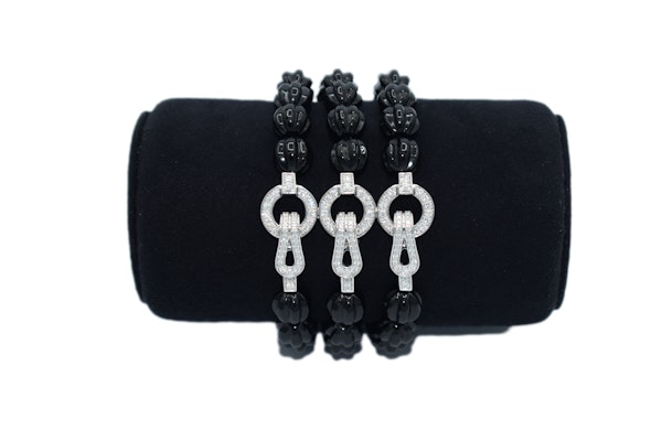 Cartier Agrafe Diamond Onyx Bead Bracelet - image 2