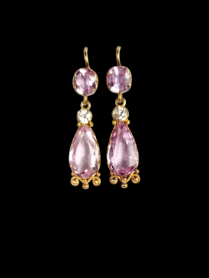 Pair of antique pink topaz drop earrings SKU: 7777 DBGEMS