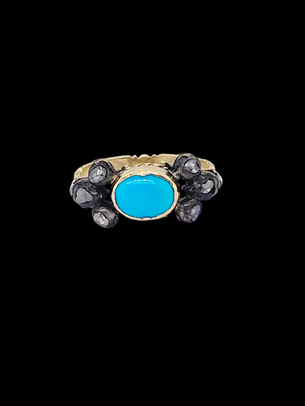 18th century turquoise and diamond ring SKU: 7785 DBGEMS - image 1