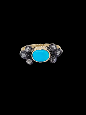 18th century turquoise and diamond ring SKU: 7785 DBGEMS