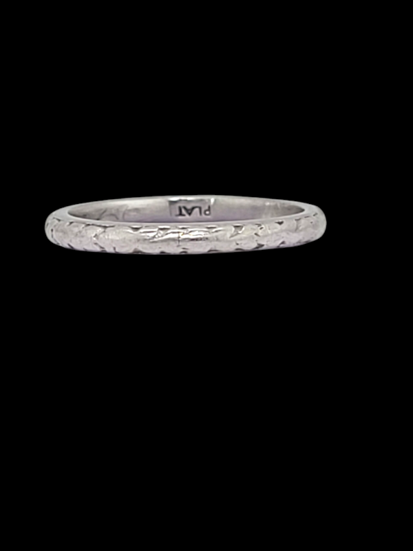 Art deco engraved platinum bride's wedding ring SKU: 7795 DBGEMS - image 1