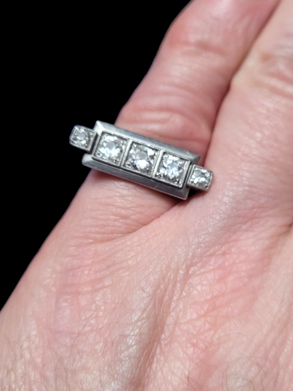 Architectural art deco diamond ring SKU: 7801 DBGEMS - image 4