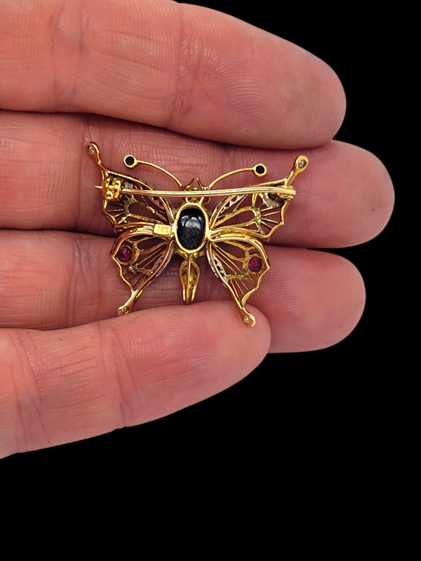 Antique gemset butterfly brooch SKU: 7806 DBGEMS - image 3