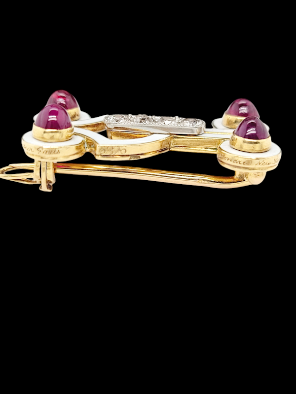 Art deco Cartier ruby and enamel brooch SKU: 7757 DBGEMS - image 4