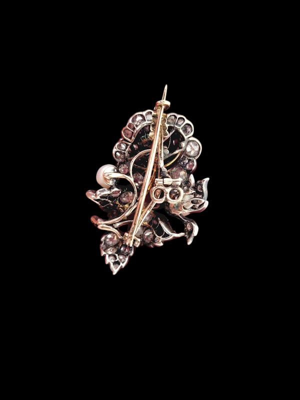 Antique diamond and pearl Rose brooch SKU: 7758 DBGEMS - image 3