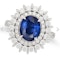 3.95ct Royal blue oval sapphire & diamond cluster ring - image 6