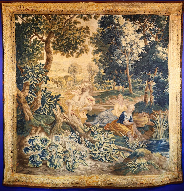 A very fine Antique Silk & Wool "Dames de Conversation" Oudenaarde Tapestry Circa 1740 - image 1