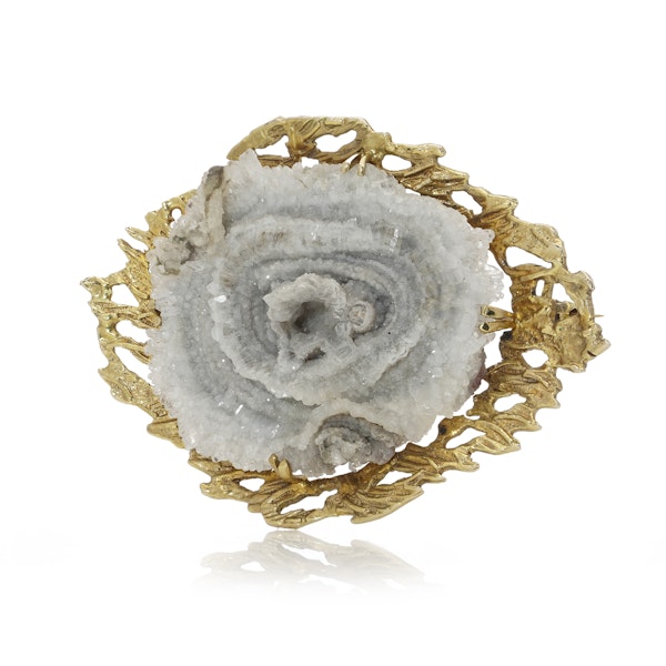 Deakin & Francis 9kt gold Agate Geode brooch - image 2