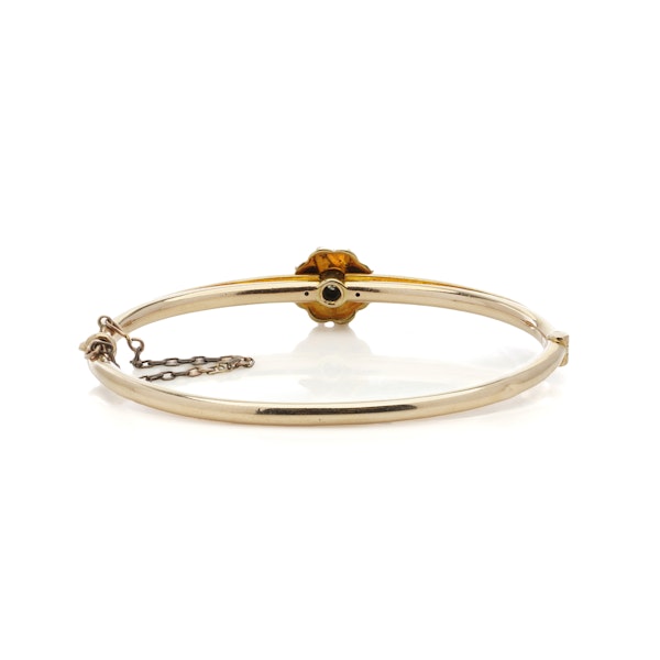 Victorian 15kt gold pearl and diamond bangle - image 4