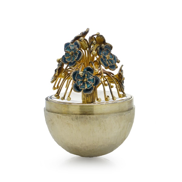 Stuart Devlin vintage silver gilt flower novelty egg - image 3