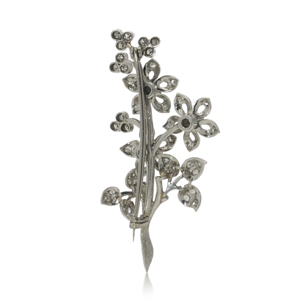 Platinum & diamond flower branch brooch - image 5