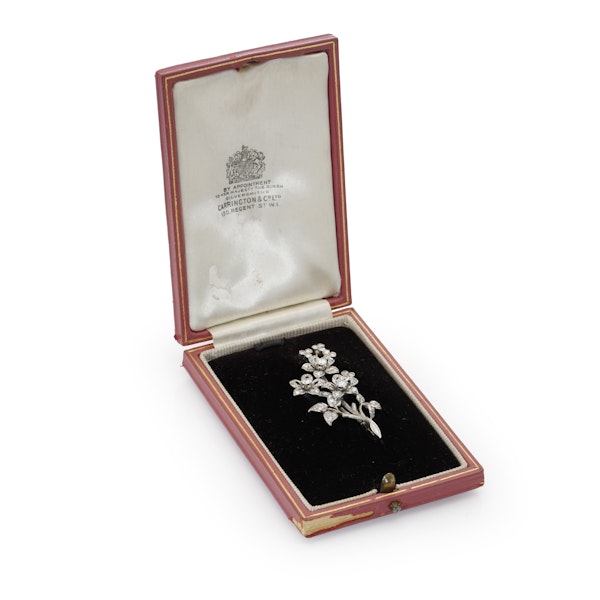 Platinum & diamond flower branch brooch - image 7