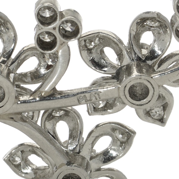 Platinum & diamond flower branch brooch - image 6