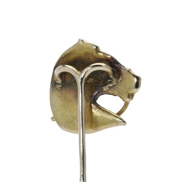 Victorian 18kt yellow gold horse head pin brooch - image 5