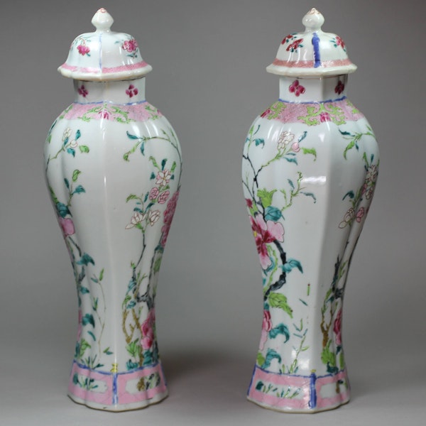 Pair of Chinese famille rose moulded vases and covers, Qianlong (1736-95) - image 4