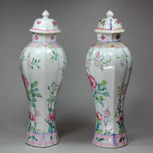 Pair of Chinese famille rose moulded vases and covers, Qianlong (1736-95) - image 5