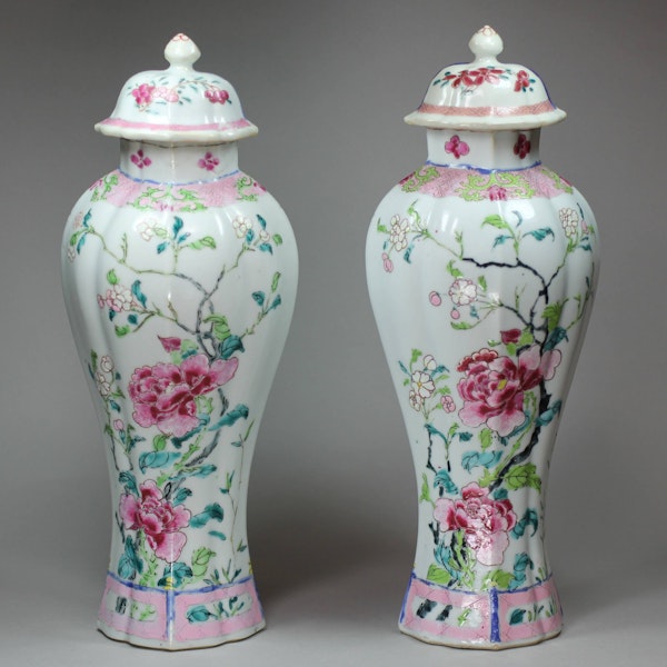 Pair of Chinese famille rose moulded vases and covers, Qianlong (1736-95) - image 1