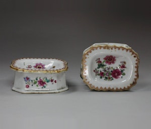 Pair of Chinese famille rose salts, Qianlong (1736-1795)