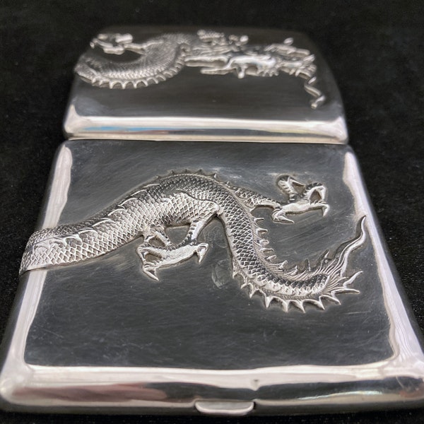 Antique Chinese Silver Dragon Cigarette case - image 5