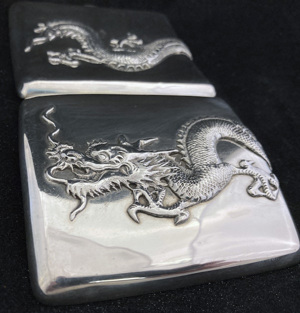 Antique Chinese Silver Dragon Cigarette case - image 4