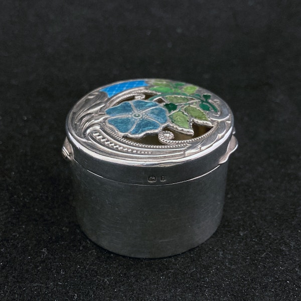 Sterling silver and hand painted enamel flower pieced pot/box - image 5