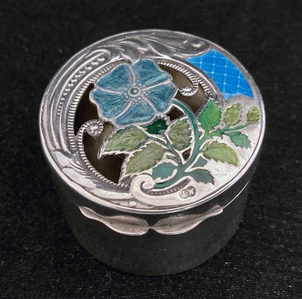 Sterling silver and hand painted enamel flower pieced pot/box - image 6