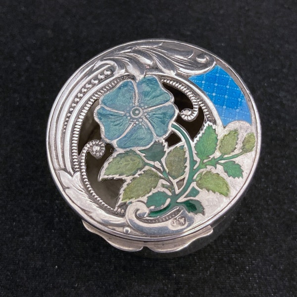 Sterling silver and hand painted enamel flower pieced pot/box - image 12