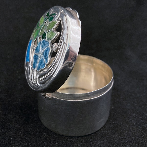 Sterling silver and hand painted enamel flower pieced pot/box - image 15