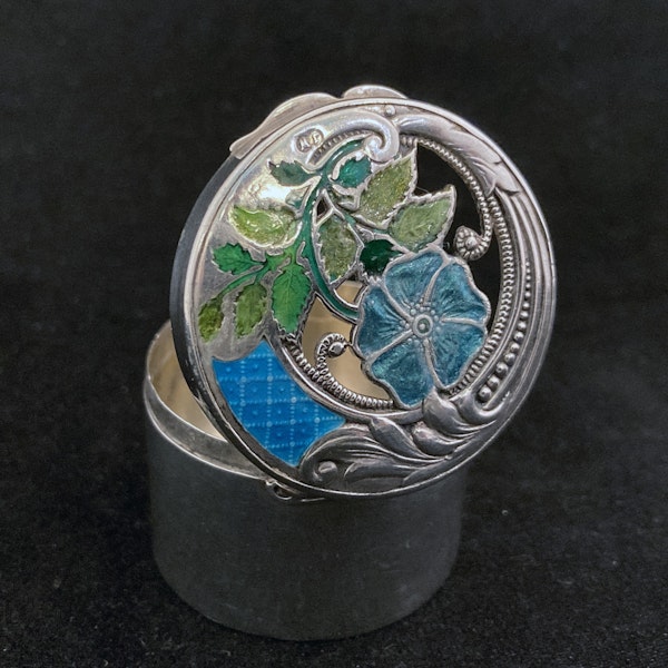 Sterling silver and hand painted enamel flower pieced pot/box - image 13