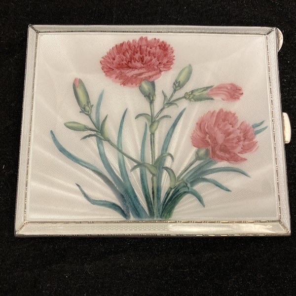 Sterling silver and hand painted guilloche enamel cigarette case - image 6