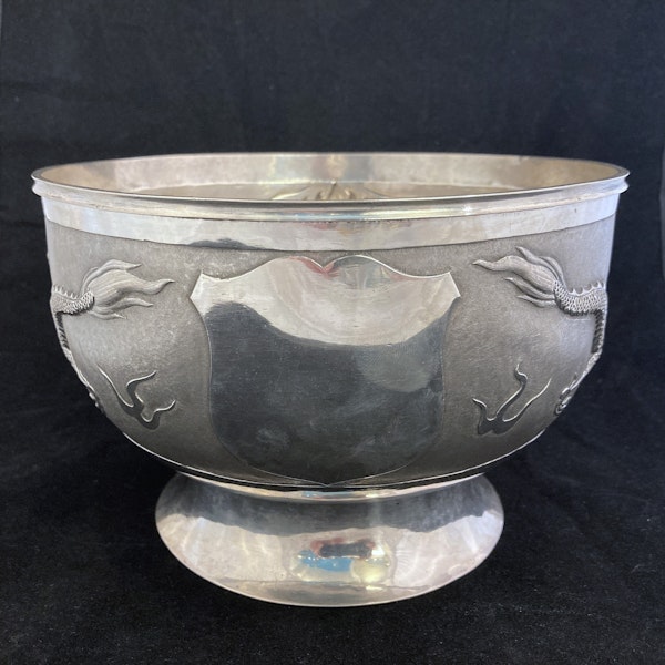 Antique Chinese silver bowl with Dragons - image 5