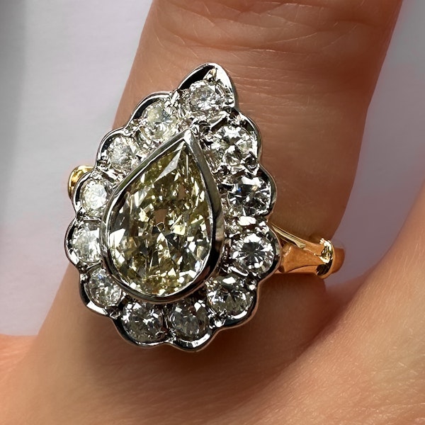 Pear Shaped Yellow Diamond Cluster Ring - SADDINGTONS STAND 375 - image 1