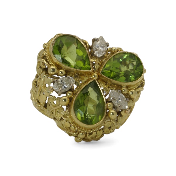 Vintage 18kt yellow gold peridot ring - image 6