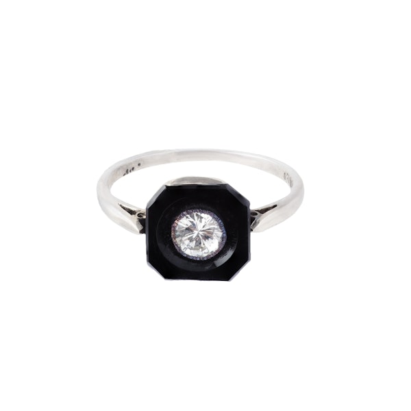 Deco Onyx Diamond Ring - image 2