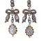 Victorian 15kt gold and silver rose - cut diamond bow dangle earrings - image 3