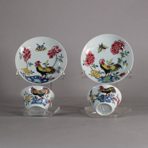 Pair of Chinese famille rose cups and saucers, Qianlong (1736-95) - image 1