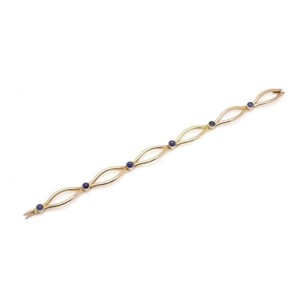 Faberge 18kt gold sapphire link bracelet by August Wilhelm Holmström - image 2