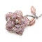 Modern Moira Pink Sapphire Diamond Gold and Silver Rose Brooch and Earrings Suite - image 5