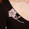 Modern Moira Pink Sapphire Diamond Gold and Silver Rose Brooch and Earrings Suite - image 3