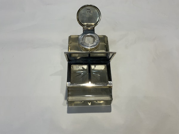 Antique silver & glass inkwell  &stamp case - image 2