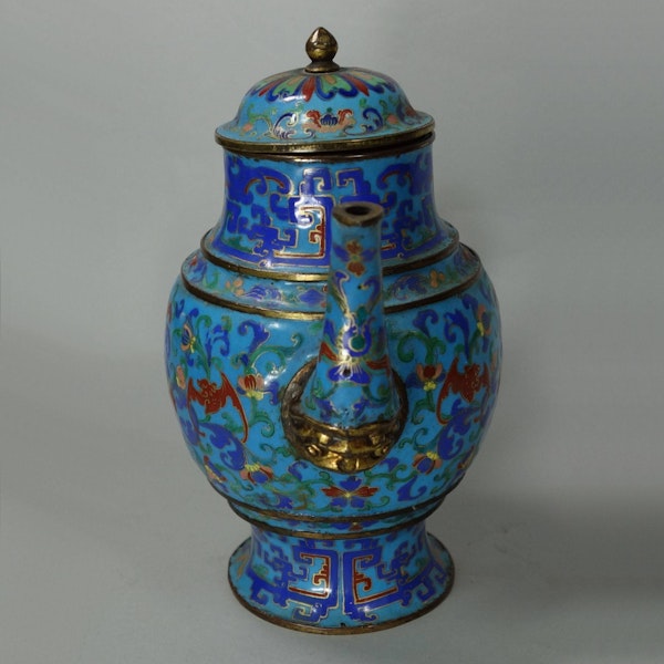 Chinese blue enamel coffee pot and cover, 18th/19th century - image 6