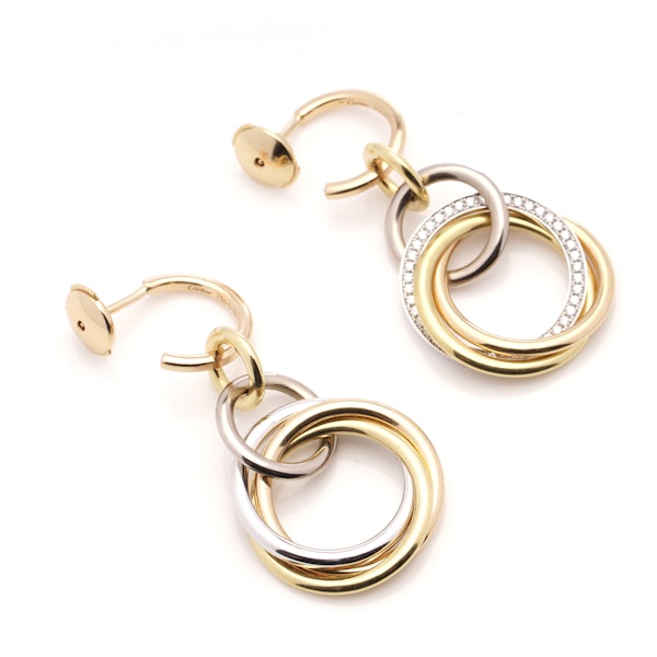 Cartier 18kt gold trinity hoop diamond earrings - image 5