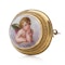 Victorian 18kt gold hand - painted enamel cherub brooch - image 3