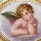 Victorian 18kt gold hand - painted enamel cherub brooch - image 2