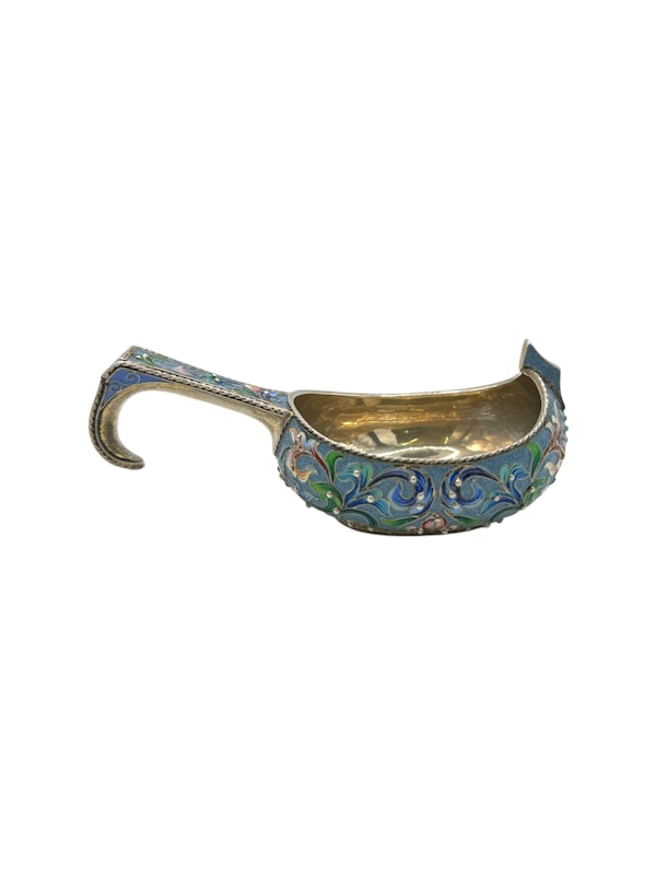 Russian silver shaded enamel kovsh, Moscow, c.1900. - image 3