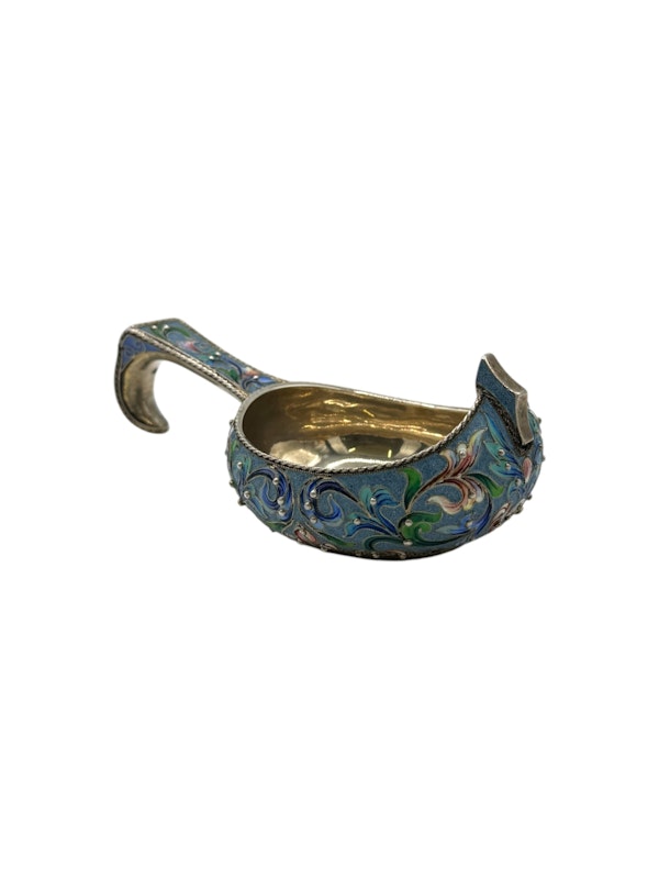 Russian silver shaded enamel kovsh, Moscow, c.1900. - image 2