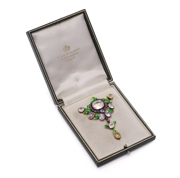 C.A. Giuliano 18kt gold and Enamel and Gem-Set Brooch - image 6