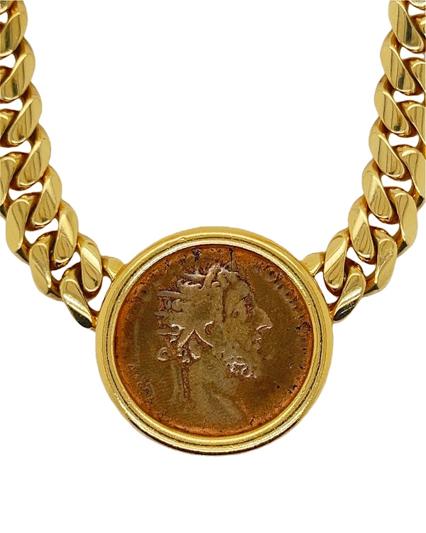 Bulgari Monete Vintage Curb Yellow Gold Ancient Coin Necklace - image 3