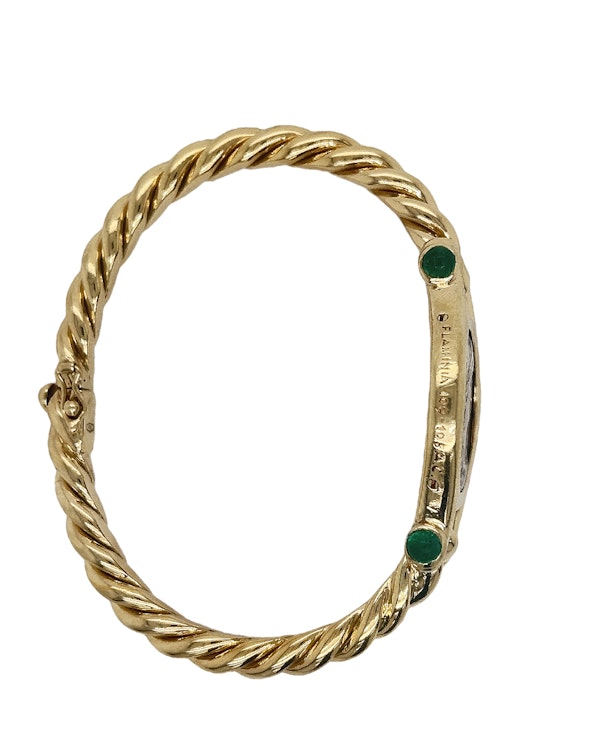 Bulgari ‘Monete’ Ancient Coin, Emerald And Gold Bangle Bracelet - image 2